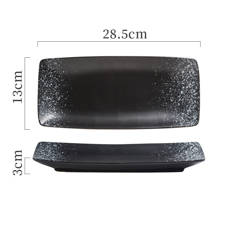 Japanese Ceramic Sushi Plates - Rectangular Porcelain Serving Dish with Underglaze Finish