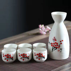 Japanese Sake Set - Handcrafted Ceramic Sake Pot & Cups, Ancient-Inspired Design
