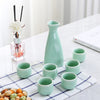 Japanese Sake Set - Handcrafted Ceramic Sake Pot & Cups, Ancient-Inspired Design