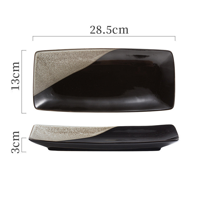 Japanese Ceramic Sushi Plates - Rectangular Porcelain Serving Dish with Underglaze Finish
