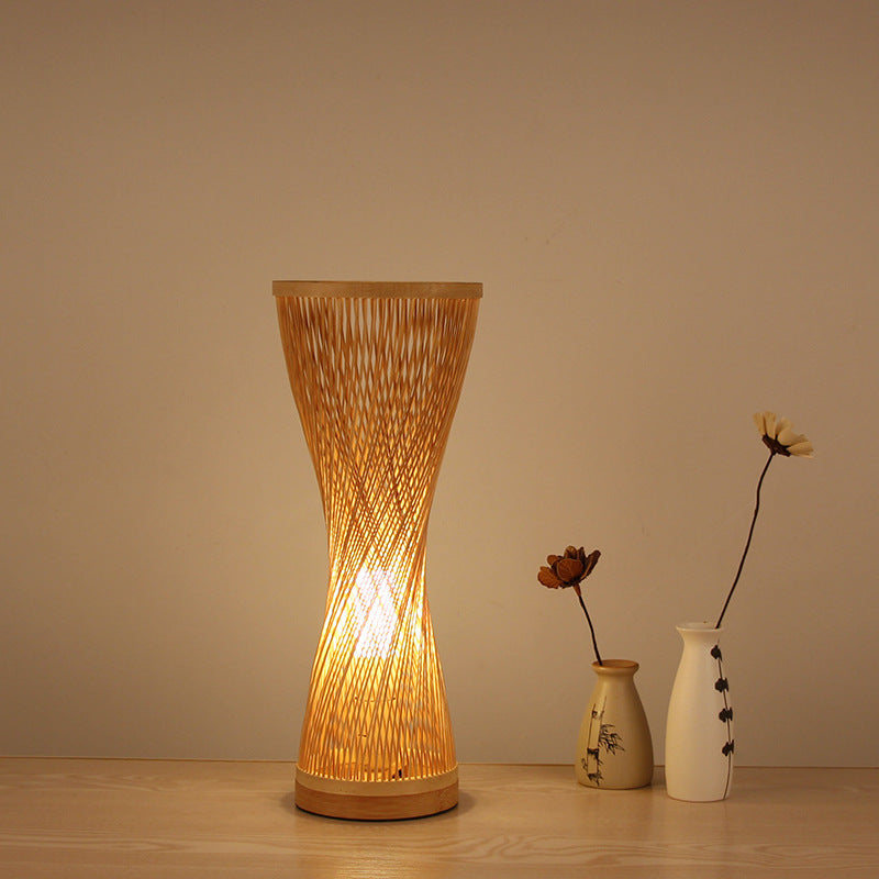 Creative Japanese Table Lamp - Minimalist Bamboo Wood Bedside Light