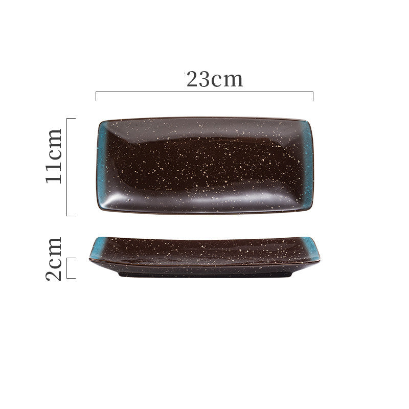 Japanese Ceramic Sushi Plates - Rectangular Porcelain Serving Dish with Underglaze Finish