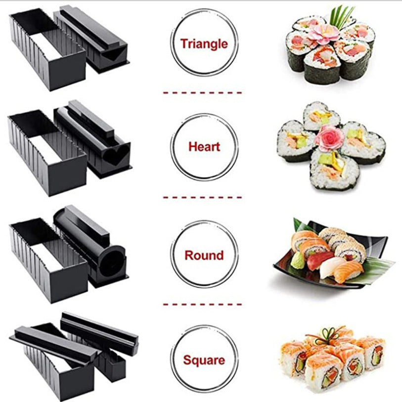 Sushi Machine Seaweed Roll Set - 10-Piece Sushi Mold Kit with Blade